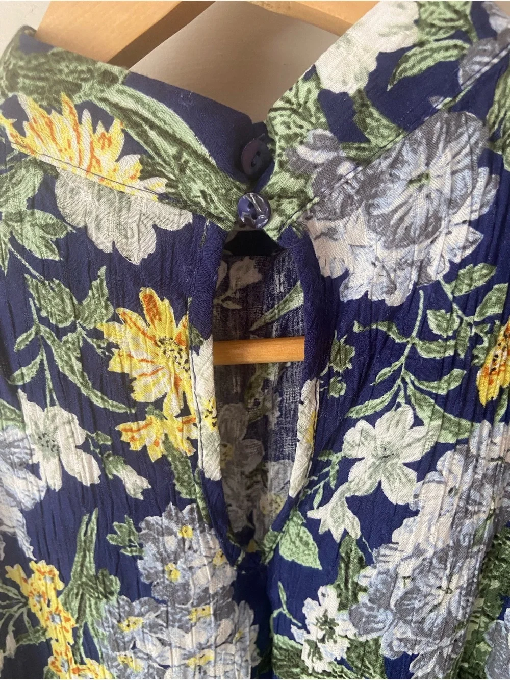 RACHEL Rachel Roy Floral Mock Neck Sleeveless Blouse Navy Yellow White